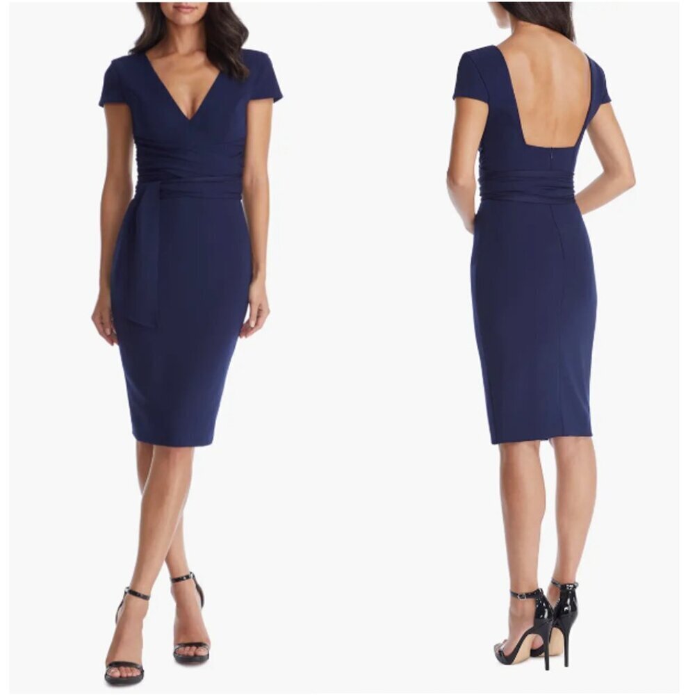 NWT New Dress the Population Dana Wrap Waist Cocktail Navy Dress Size XXL